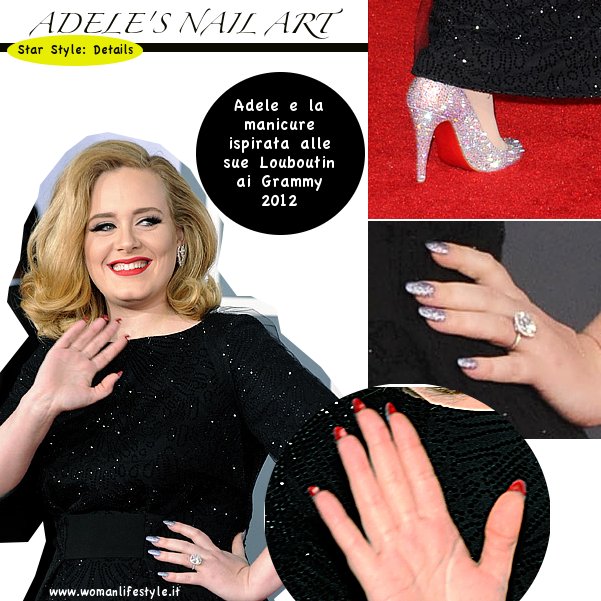 Era ispirata alle sue Louboutin la manicure che Adele ha sfoggiato ai Grammy 2012