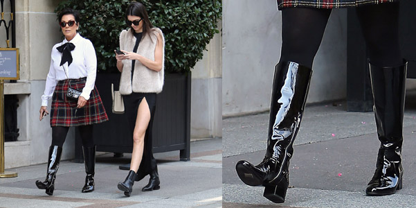 Kris Jenner Saint Laurent stivali vernice