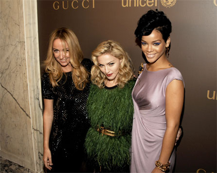 Frida Giannini Madonna Rihanna al lancio di GUCCI PER UNICEF