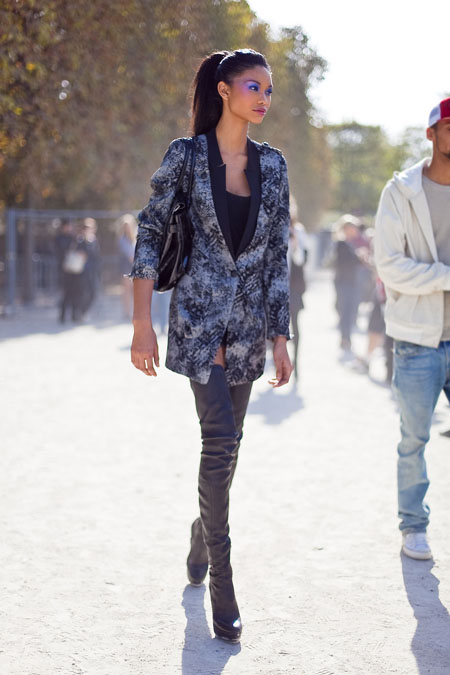 Chanel Iman over the knee boots