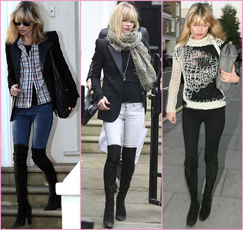 Kate Moss over knee boots