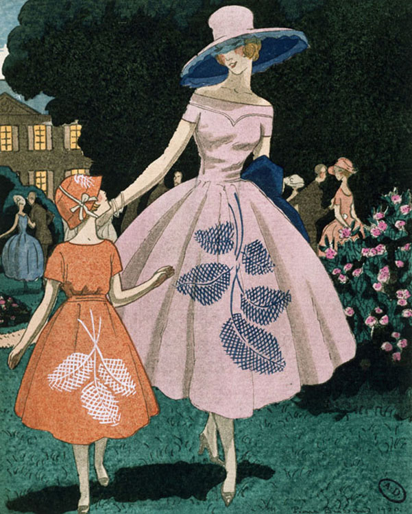 "La Fete est Finie" Fashion Illustration of an Organdy Dress Designed by Jeanne Lanvin From Le Bon Ton