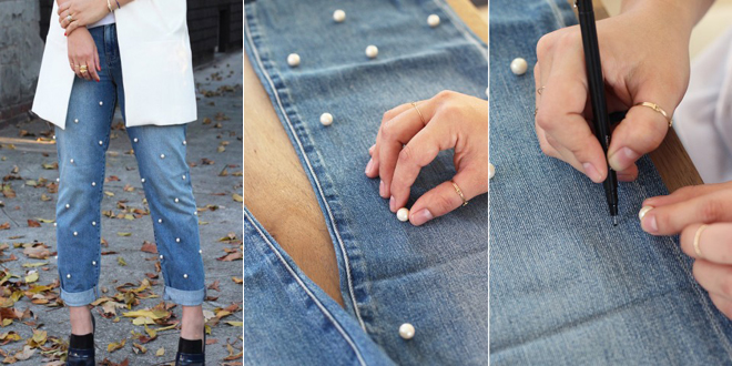 Jeans personalizzati con perle