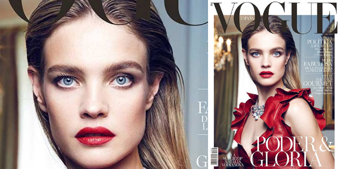 Natalia Vodianova in Louis Vuitton su Vogue Spagna